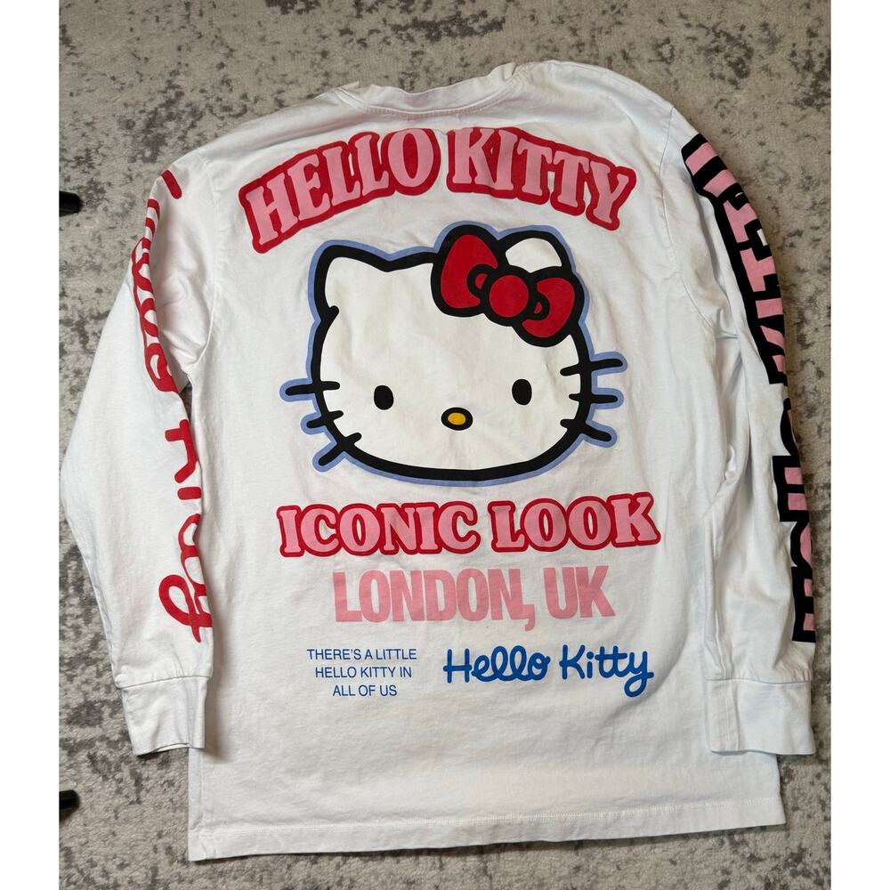 Hello Kitty X Zara Collab Long Sleeve Graphic Print T-Shirt Size Medium RARE - Picture 2 of 3
